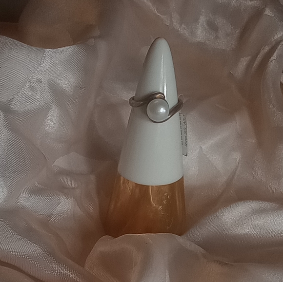 Vintage 925 sterling silver pearl ring - Picture 2 of 4